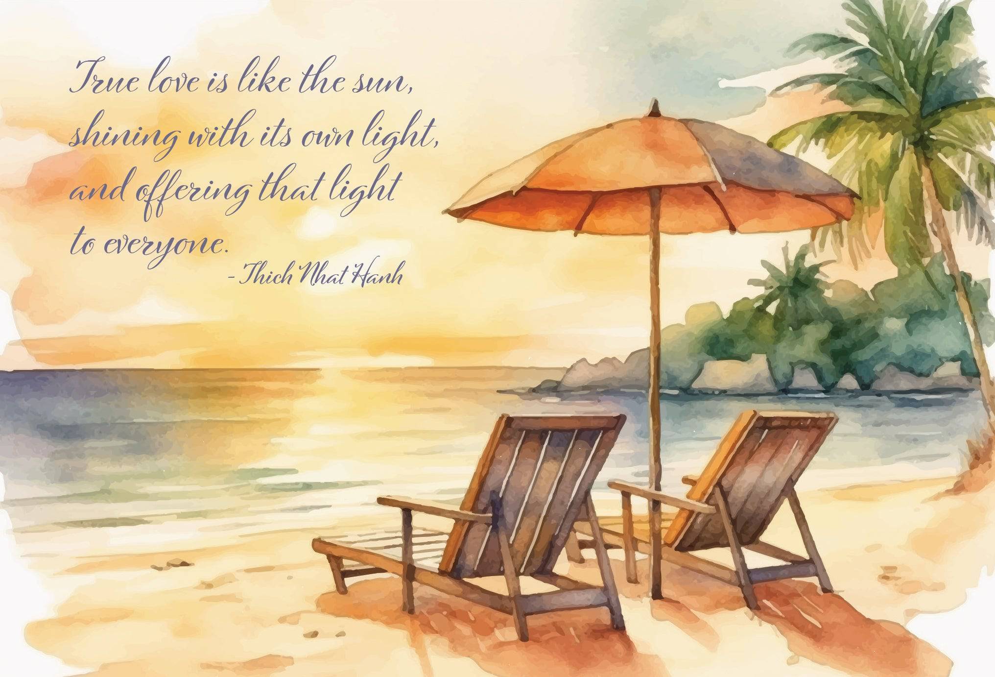 Pictura Beach Chairs Anniversary Card featuring colorful beach chairs on a sunny background, suitable for special occasion greetings.